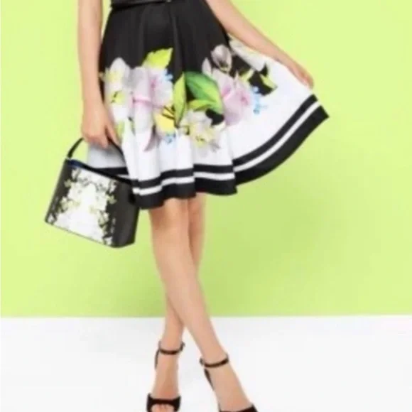 Ted Baker Black Floral Midi Dress - Picture 8 of 14